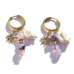 Amethyst Huggie Hoops