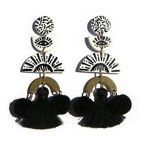 Hand Painted Pom Pom Earrings 2