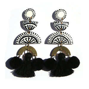 Hand Painted Pom Pom Earrings 3