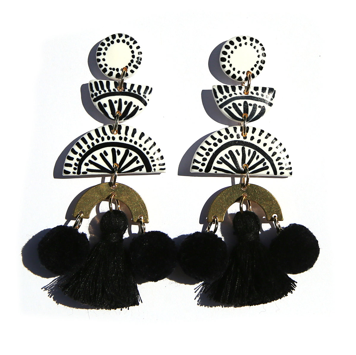 Hand Painted Pom Pom Earrings 3