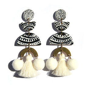 Hand Painted Pom Pom Earrings 1