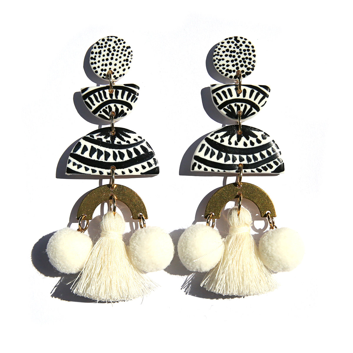Hand Painted Pom Pom Earrings 1
