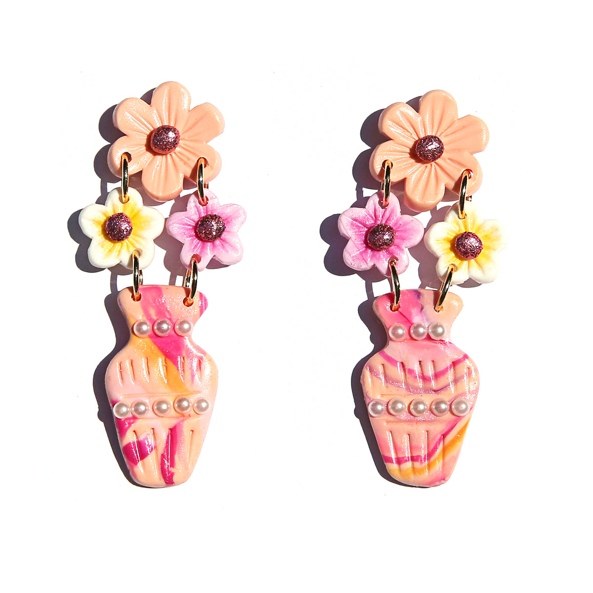 Posy Earrings - Peach