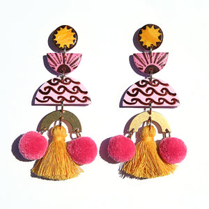 Wave Pom Pom Earrings
