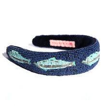 Navy Sardine Beaded Headband