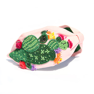 Pink Cacti Beaded Headband