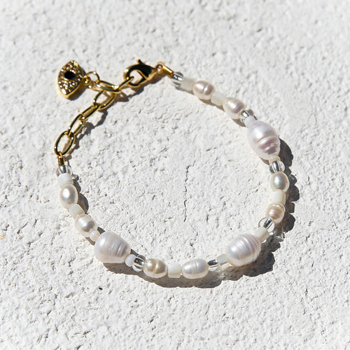 Simple Pearl Bracelet with Eye Charm