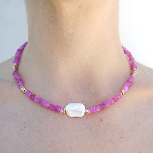 Magenta Pearl Necklace