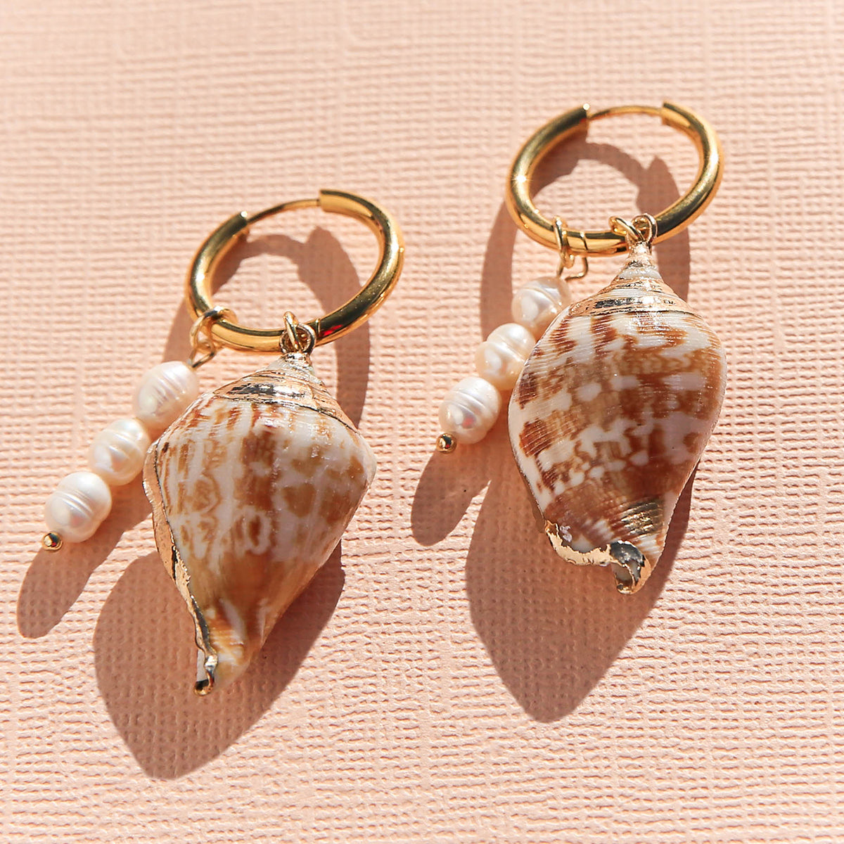 Shell Huggie Hoops