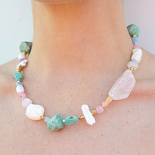 Chunky Gem Necklace with Keshi Pearl