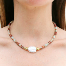 Shoushan Stone & Keshi Necklace