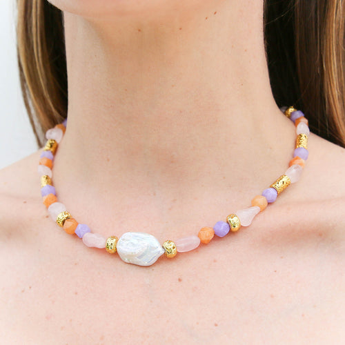 Confetti Pearl Necklace Square Pearl