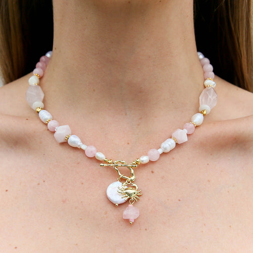 Rose Quartz Fob Necklace