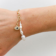 Simple Pearl Bracelet with Eye Charm