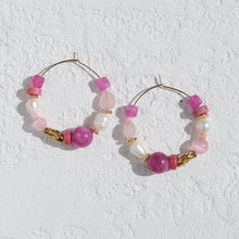 Pink Beaded Hoops