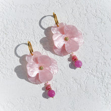Flower Huggie Hoops Hot Pink