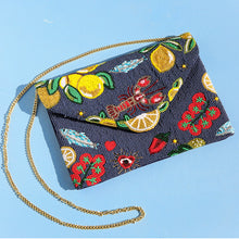 Navy Pomodoro Beaded Clutch