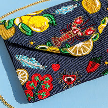Navy Pomodoro Beaded Clutch