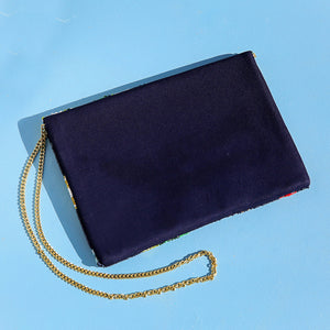 Navy Pomodoro Beaded Clutch