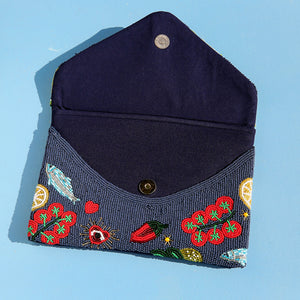 Navy Pomodoro Beaded Clutch