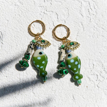 Olive Beaded Huggie Hoops