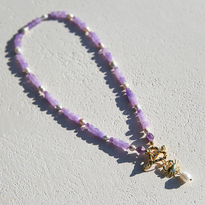 Heart Fob Amethyst Necklace