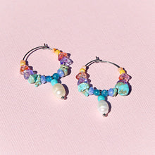 Rainbow Pearl Hoops