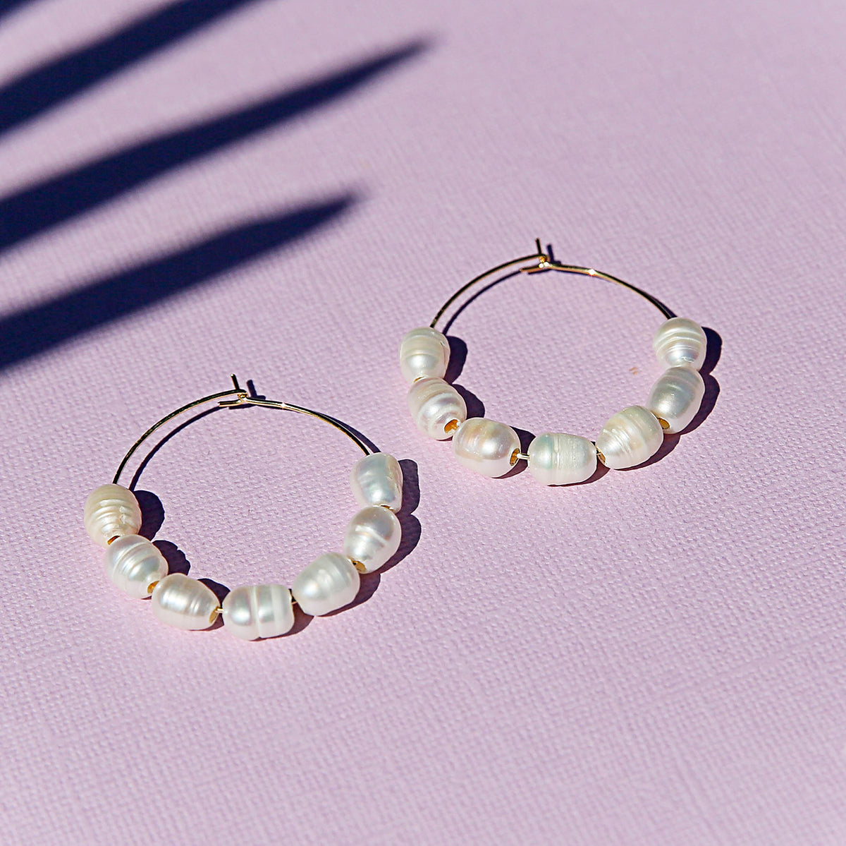 Pearl Hoops Gold