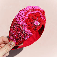 Ruby Flower Beaded Headband