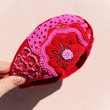 Ruby Flower Beaded Headband