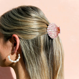Shell Hair Clip - Rose Quartz