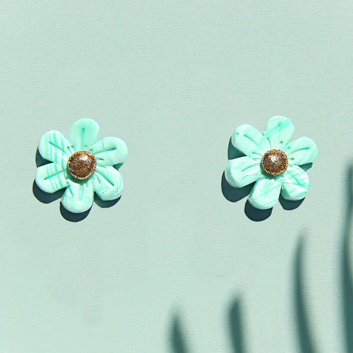 Large Flower Studs Mint