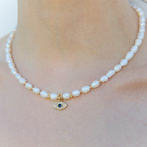 Evil Eye Pearl Necklace