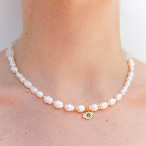 Evil Eye Pearl Necklace