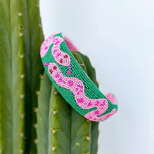 Snake Beaded Headband Green