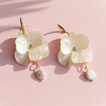 Pearly Flower Huggie Hoops