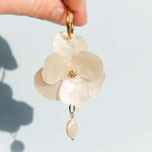 Pearly Flower Huggie Hoops