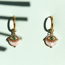Green Eye Huggie Hoops