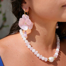 Pink Flower Huggie Hoops
