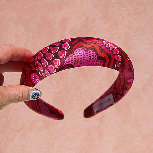 Ruby Puffy Headband 100% Silk