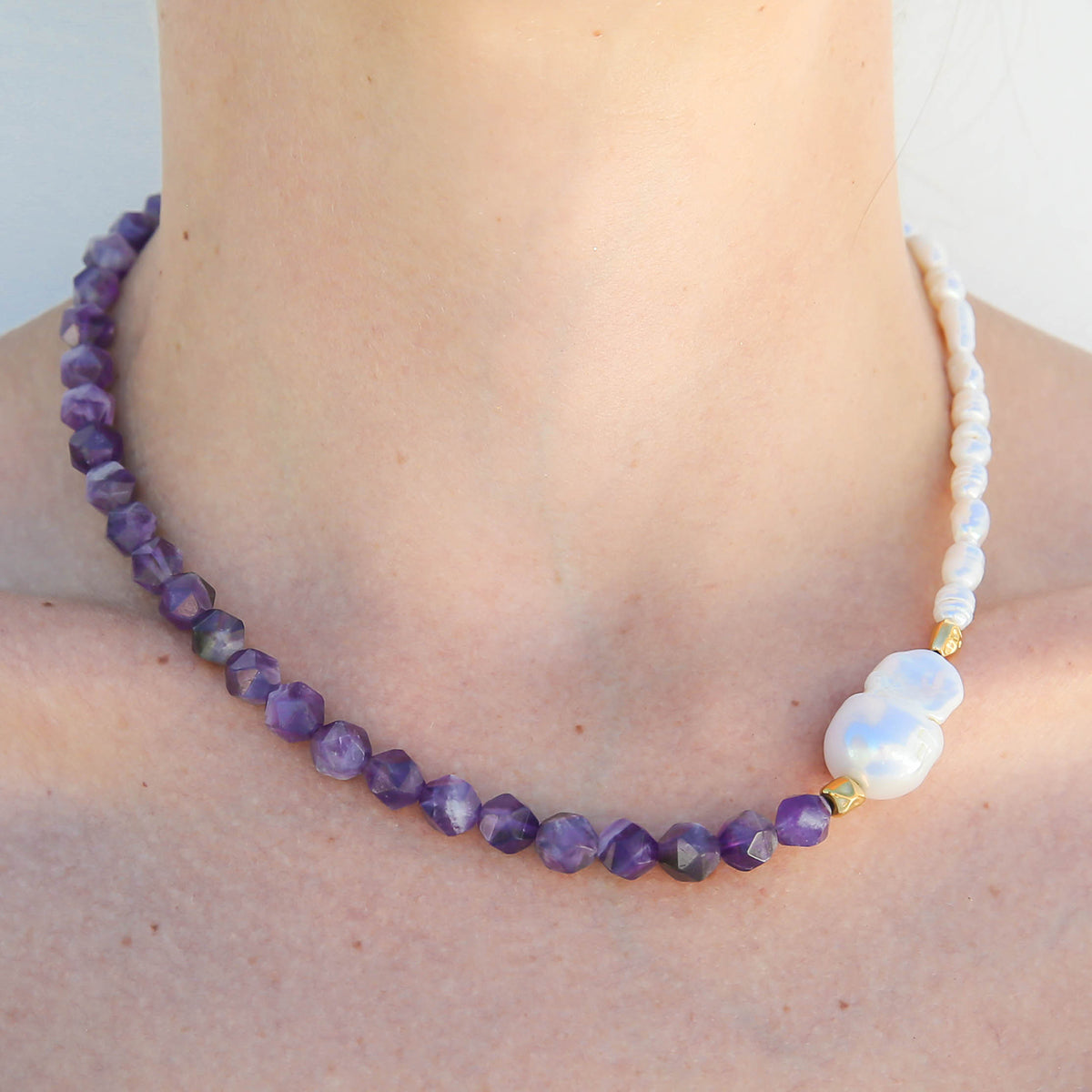 Amethyst Keshi Pearl Necklace